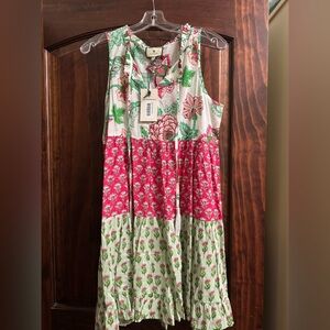 Floral mini Dress - Pink and Green